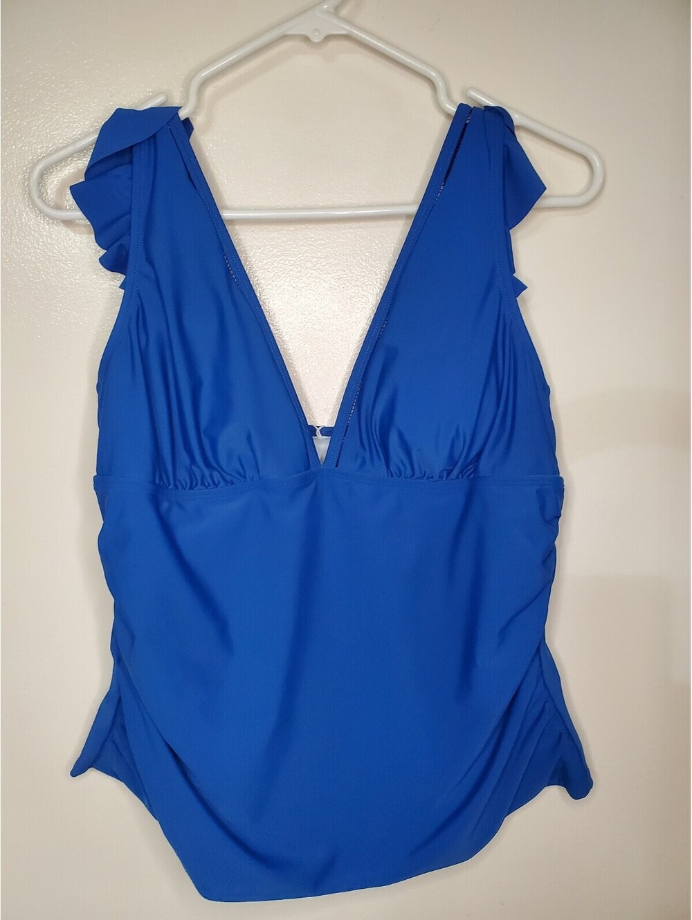 CUPSHE Womens XL Royal Blue Ruffle Strap Tankini Swim Top NWT